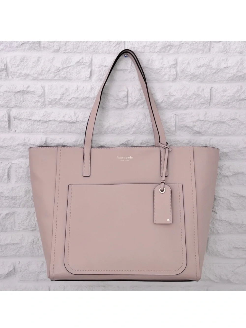 NWOT Kate Spade Greyish Pink Blush Nude ‘Lalena’ Large Pocket Leather Tote Bag